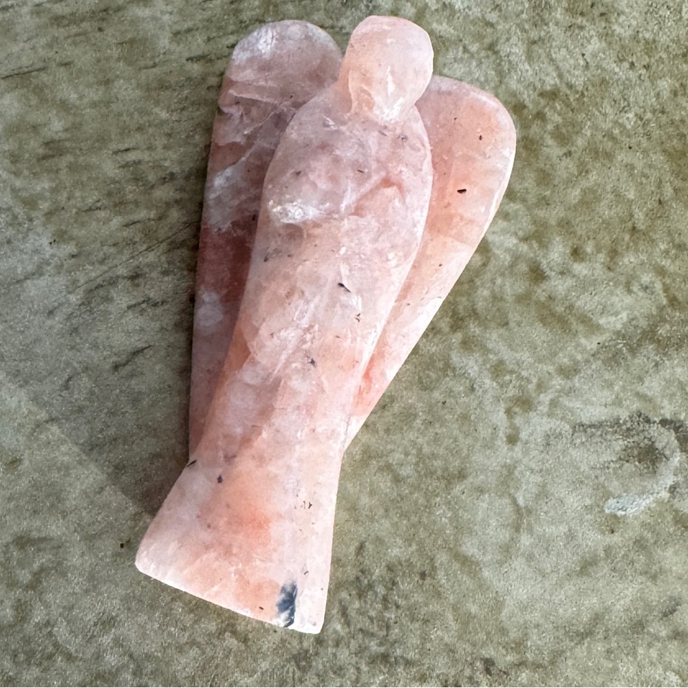 Guardian angel Rose Quartz Crystal Mini Statue